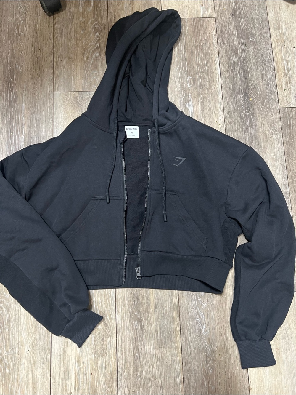 Gymshark Black Cropped Zip Hoodie Bomber